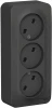 BLNRA000316 Розетка накладная тройная без заземления (антрацит) Systeme Electric Blanca BLNRA000316