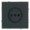 50250 Розетка без заземления со шторками (черный уголь, soft touch) Stekker Эмили 50250