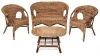 4452 Комплект для отдыха "Mandalino" 05/21 ( диван + 2 кресла + стол овальный ) /без подушек/ walnut (грецкий орех), плетение-банановые листья (ротанг)