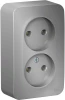BLNRA000213 Розетка накладная двойная без заземления (алюминий) Systeme Electric Blanca BLNRA000213