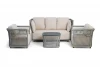 LUGS3C2TJ-4-SET mel-grey(beige100) "Лугано" лаунж-зона 5-местная плетеная из роупа (веревки), каркас алюминиевый светло-серый, роуп серый меланж 4SIS УТ-00013922