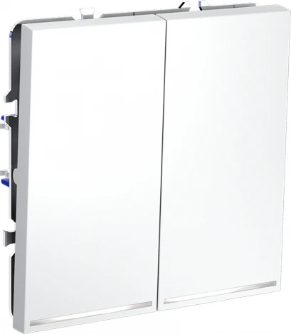 Проходной переключатель двухклавишный с подсветкой (белый матовый) Voltum S70 VLS020402