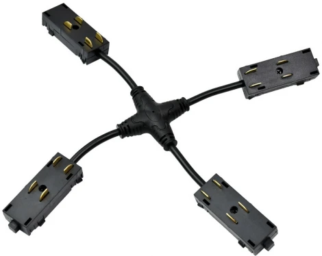 Гибкий Х-образный, электрический коннектор трека Denkirs SMART TR2116-BK (220V)