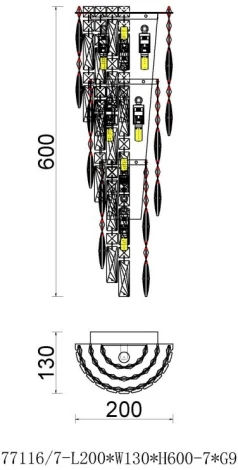 Бра Fluorite Vetto FL1147-7W (220V, хрусталь, подвески)