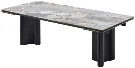 Стол АДАЖИО 240 (320) см цвет МИНЕРАЛ (MINERAL STONE NATURAL), керамика / Черный каркас M-City 64410