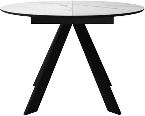 Стол DikLine SKC90 d900 Керамика Белый мрамор/подстолье черное/опоры черные арт.00-00073780