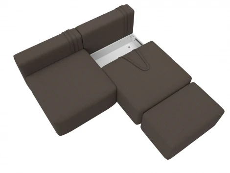 Диван прямой модульный с пуфом Лига-060 НПБ (ЛДСП,Брус,Фанера/Пластик/Рогожка/Коричневый) Лига Диванов 129675