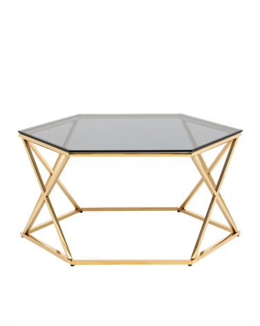 Журнальный столик Stool Group Круз 93*80 стекло smoke сталь золото УТ000036338
