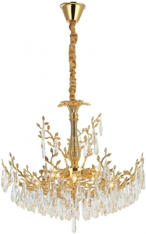 Подвесная люстра Citilux Ritz CL310082 (220V, хрусталь, подвески, на цепи, листья, ветки)