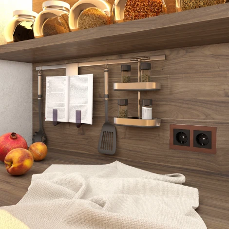 Рамка на 2 поста (коричневый алюминий) W0021714 (a050959)