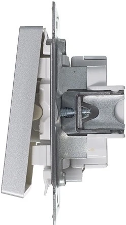 Выключатель встраиваемый одноклавишный с подсветкой (алюминий) Systeme Electric AtlasDesign ATN000313