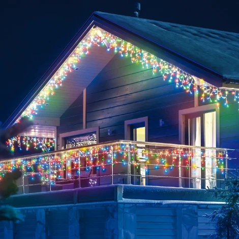 Бахрома светодиодная с эффектом мерцания, 50м. соединяемая, 880 светодиодов, красный, синий, желтый, зеленый свет Uniel ULD-B50006-880/TTK MULTI IP44