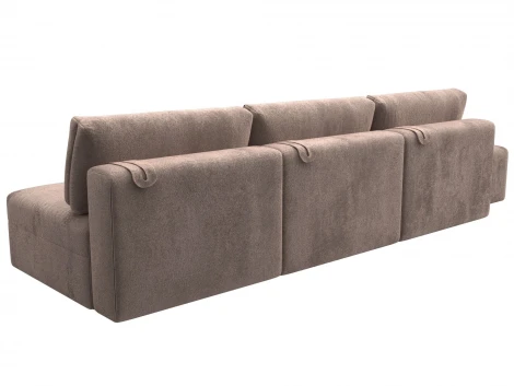 Диван прямой модульный с пуфом Лига-060 НПБ Лонг (ЛДСП,Брус,Фанера/Пластик/Велюр/Бежевый) Лига Диванов 129475