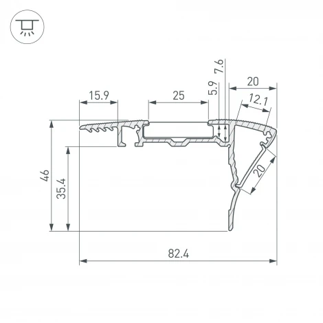Профиль с экраном ALU-STAIR-DK-2000 ANOD+FROST (Алюминий) 015473 Arlight
