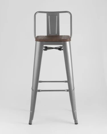 Стул барный Stool Group TOLIX WOOD со спинкой серебристый матовый УТ000000696