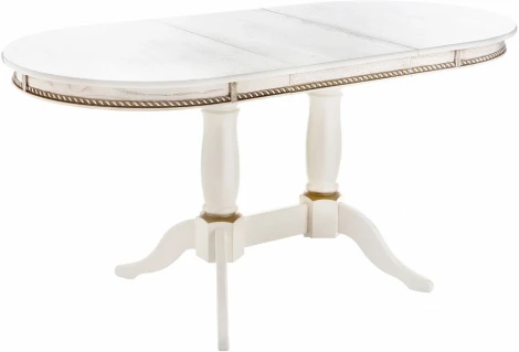 Стол деревянный Woodville Кантри 120 молочный / золотая патина арт.615194