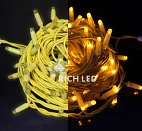 Гирлянда светодиодная желтая постоянного свечения 220B, 100 LED, провод желтый, IP65 RL-S10C-220V-C2Y/Y Rich LED