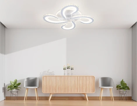 Потолочный светодиодный светильник с пультом Ambrella Acrylica Ice FA1702 (регулировка яркости, 220V, умный дом - Smart Life, круглые)