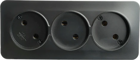 Розетка тройная без заземления (черный матовый) Stekker София 49500