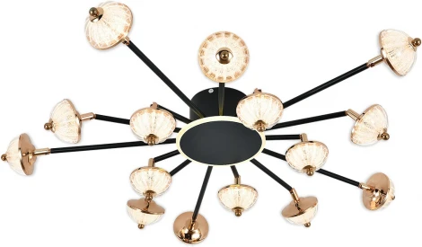 Потолочная люстра светодиодная с таймером Escada Meteor 630/A LED BL 110Вт, с ПДУ, металл/акрил, черный/белый/золото (220V)