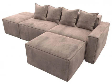 Диван угловой модульный Лига-063 угол правый (ДСП/Пластик/Велюр/Бежевый) Лига Диванов 129793
