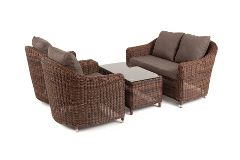 Лаунж-зона из искусственного ротанга, цвет коричневый 4SIS Кон Панна KPS2C2TJ-4-SET brown