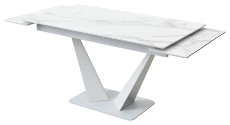 Стол Ниагара 140 БЕЛЫЙ МРАМОР, стекло / БЕЛЫЙ,