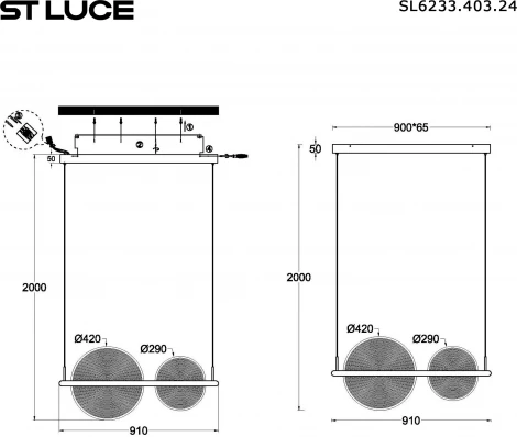 Подвесной светильник ST Luce Splendid SL6233.403.24 Черный/Прозрачный LED 1*24W 4000K
