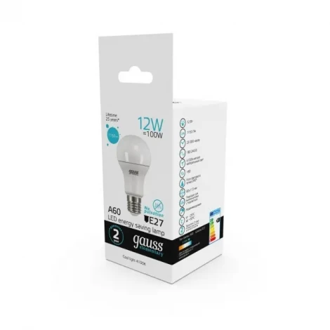 Лампочка светодиодная E27 12 Вт 1150 lm 4100K нейтральное белое свечение Gauss Elementary 23222