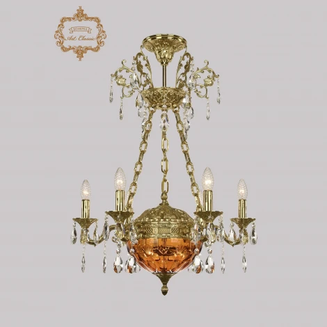 Подвесная люстра с хрустальными подвесками Art Classic 31.51 31.51.6.CK125SP.250SP.G.Sp.Amber.1E