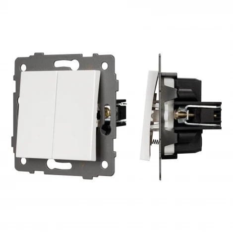 Механизм выключателя двухклавишный самовозвратный SWT-MKR2-PL-WH-V (250V, 10A) (Arlight) 049883