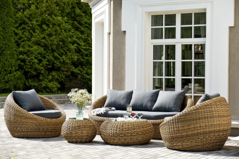 "Барселона" лаунж-зона из искусственного ротанга, цвет соломенный 4SIS арт.УТ-00010271