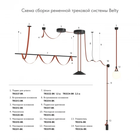 Крепление-зажим для трека-ремня на штанге Denkirs Belty Base TR5536-BK