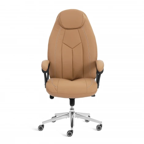 Кресло Босс Люкс/Boss Lux (26) хром экокожа LUX Classic 18-13, св.-коричневый Tetchair 25702
