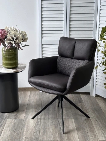 Стул LUIS 360 град. поворот Серый Maison 99# / OTE COBBLE 457 / черный каркас, ®DISAUR (арт.621M05778)