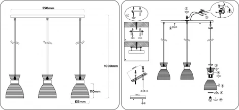 Подвесной светильник Ambrella Traditional TR3404 (220V, на проводе, круглые)