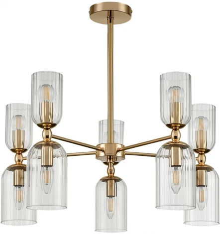 Потолочная люстра на штанге Lumion Kassia 6586/10 золото/прозрачный, металл/стекло E14 10*40W 220V