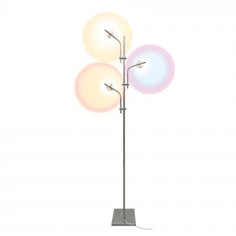 Торшер светодиодный, c регулировкой наклона, с линзами, сменные светофильтры в/к Uniel ULM-T641 3x2W/3000K CHROME MULTICOLOR