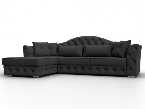 Диван угловой Артис левый угол (Брус,Рейка,Замша/Коричневый) Лига Диванов 128040L