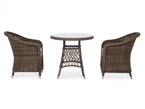 Обеденная группа плетеная, цвет коричневый 4SIS Эспрессо-80 R ECR2T1-3-SET brown