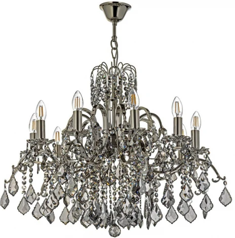 Подвесная люстра Dio D`arte Alessandria Nickel Alessandria E 1.1.10.601 N (220V, хрусталь, подвески, на цепи, подсвечник, свеча)