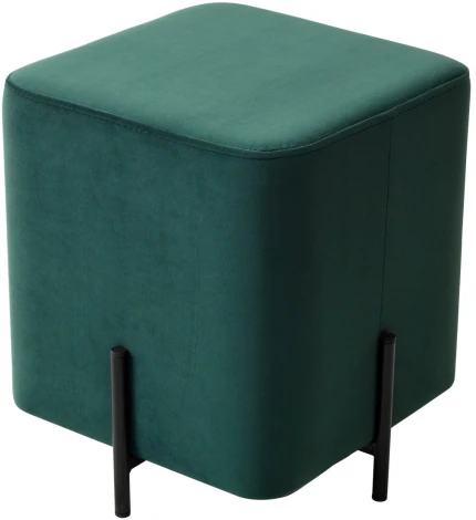 Пуфик для гостиной M-City ФЕЛИКС квадратный зеленый #19, велюр / черный каркас