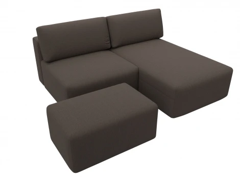 Диван угловой модульный с пуфом Лига-060 НПБ угол универсальный (ЛДСП,Брус,Фанера/Пластик/Рогожка/Коричневый) Лига Диванов 129699