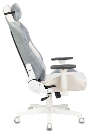 Кресло игровое Zombie EPIC PRO Fabric белый/серо-голубой с подголов. крестовина пластик пластик белый