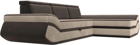 Диван угловой Лига-032 правый угол (Коричневый,Бежевый/Велюр) Лига Диванов арт.121646