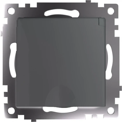 Розетка с заземлением защитной крышкой и шторками (графит) Stekker Катрин 49424