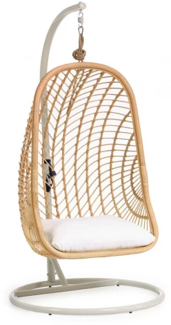 Кресло подвесное на стойке La Forma (ex Julia Grup) Ekaterina (Акрил,Сталь,Ротанг,Веревка,Пена)