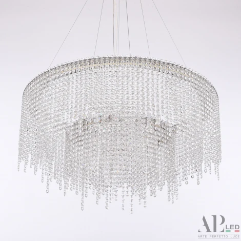 Подвесная люстра светодиодная APL LED Sicilia SH02.73.2D.B.Ni.4000 (220V, хрусталь, на тросе)