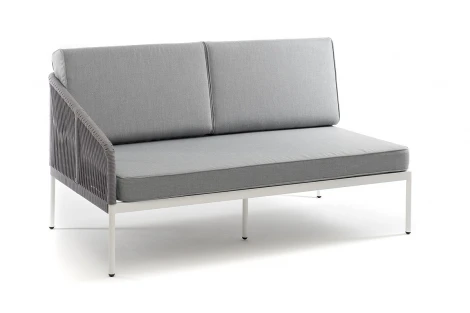 "Канны" правый модуль плетеный из роупа, каркас алюминий светло-серый (RAL7035) шагрень, роуп серый круглый, ткань серая 017 4SIS арт.УТ-00006092