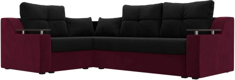 Диван угловой Кронос левый угол (Черный,Бордовый/Микровельвет) Лига Диванов арт.114630L